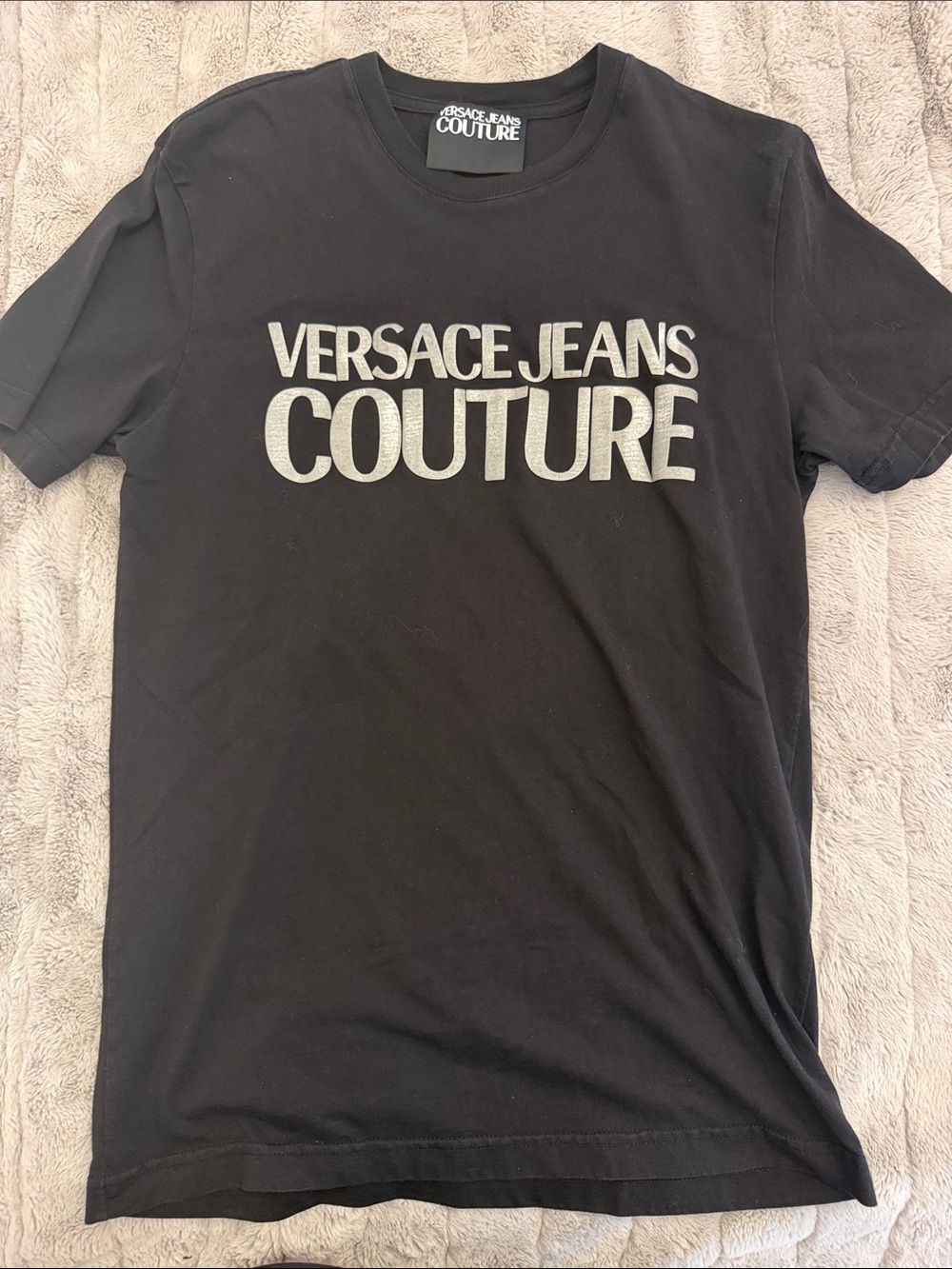 Versace Jeans Collection Black T-Shirt with Silver Logo